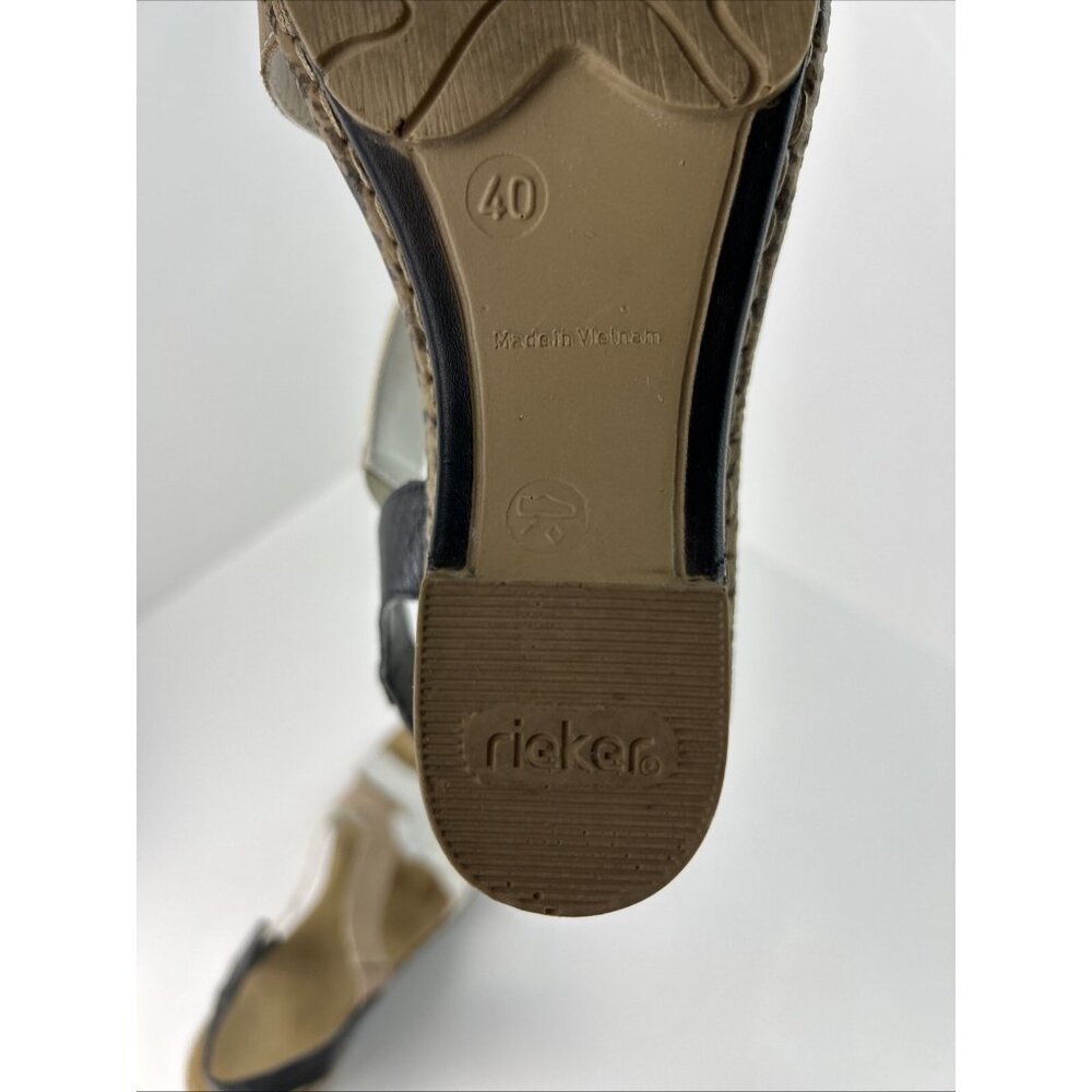 Rieker Wedge Sandals Womens Sz 8.5 US /40 EU Shoes Slingback Cream White Leather - Picture 7 of 7
